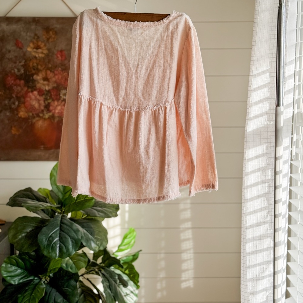 aerie Light Pink V-Neck Peasant Blouse - Picture 8 of 10